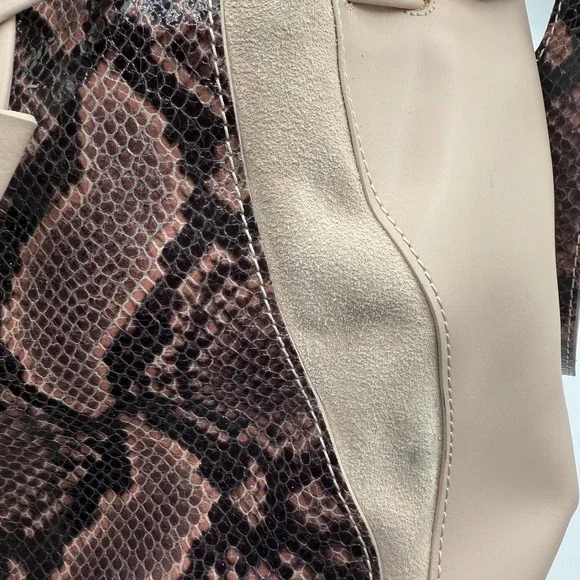 Alessandro Mari Bucket Bag Womens Pink Brown Snakeskin Leather Made Italy Purse - Picture 6 of 11